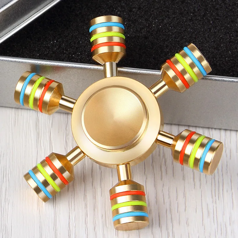 JX 6 Rainbow Fidget Spinner Finger Spinner Hand Spinner Brass Spiner Comes With Metal Box Anti