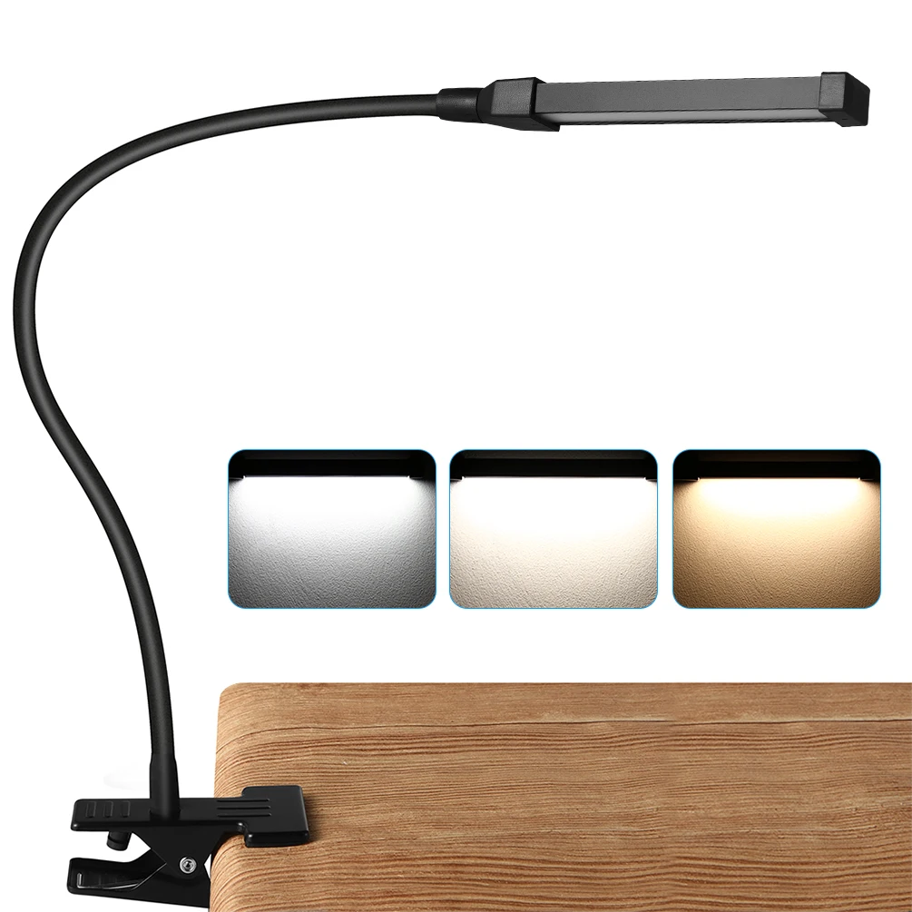 

LEDGLE Clip-on Lamp Dimmable Desk Lamps Eye-friendly Reading Light 3 Color Temperature Modes Anti-slip Lamp Base Flexible Hose