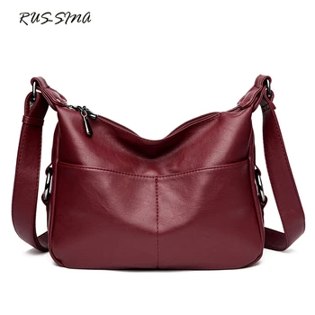 

RUSSMA 2017 Women PU Leather handrbag Zipper Shoulder Bag Solid large capacity Tote New Fashion Vintage Brief YNS-TG-183