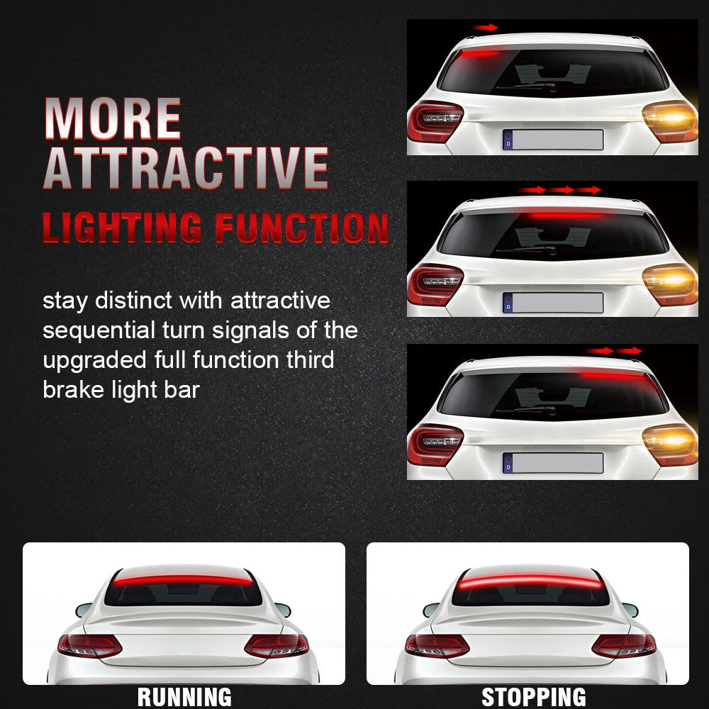 Interiores de Alta Luzes de Freio Luz de Advertência Luz de Travagem Luz de Sinal Auto 103 cm Traseiro da Cauda Acessórios Montagem Novo 12 v Carro Levou Tira 6 luz de Travagem Luz de Sinal Novo
