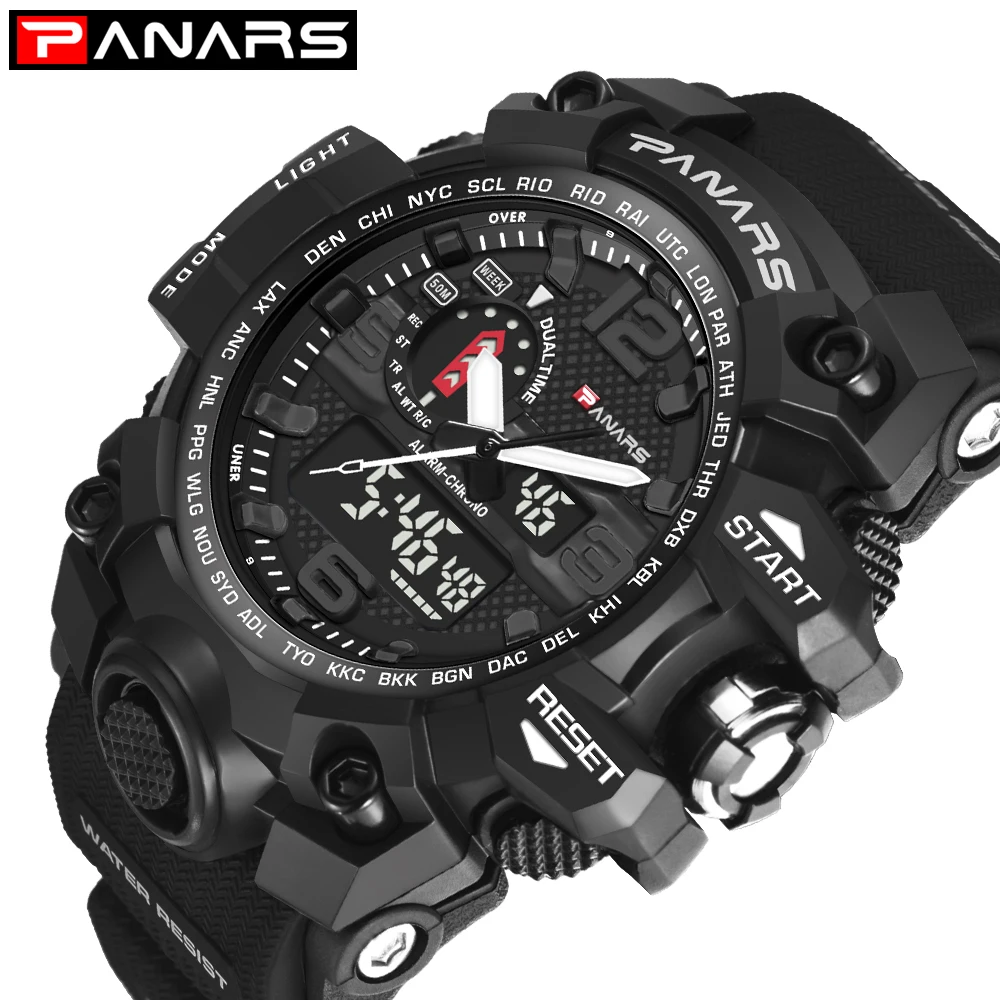 

PANARS Men Army Outdoor Sport Watch Waterproof Digital LED S Male Shock Military Electronic WristWatch relogio masculino