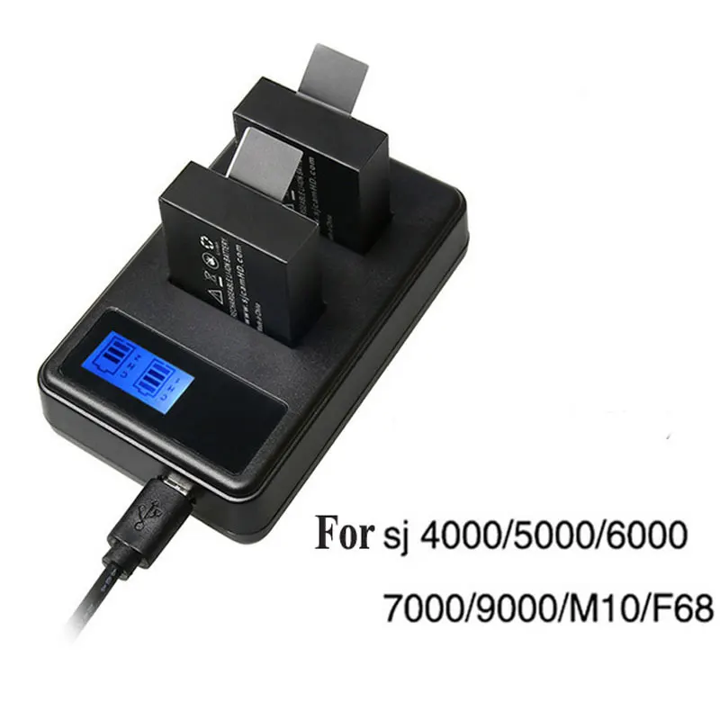 

Dual Slot Charger LCD Screen Display for SJCAM SJ4000/5000/6000/7000/9000/M10/F68 SOOCOO C30 S100 EKEN H3 H9 Battery Charger
