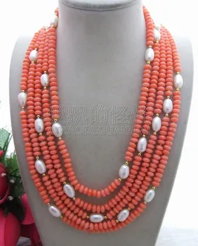 

N121712 Excellent! 5Strands Pearl&Coral Necklace
