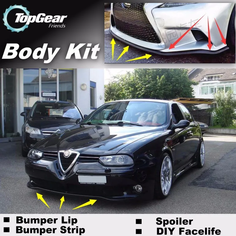 Defletor de Lábios para Alfa Spoiler para Topgear Afinamento de Carro Kit de Corpo - em Tira Romeo Saia Frontal Friends - 156 ar 19972007 4 Cheap Saia abertura frontal