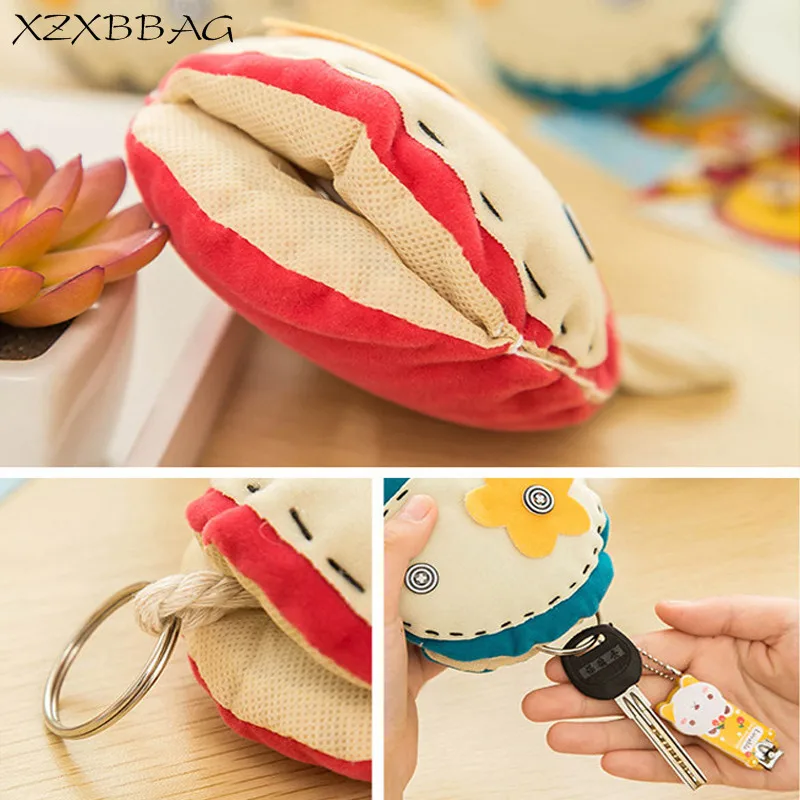 XZXBBAG Многофункциональный дымчатый тканевый чехол для ключей с кольцом милый