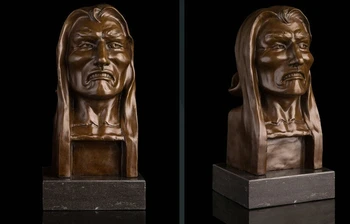 

Art Deco Sculpture "Struggle" Man Head Bust Bronze Statue Signed