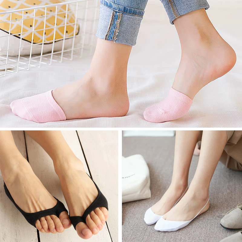 1/3/4Pairs Women Silicone Invisible Cotton Socks Slippers for Girls Summer Thin Boat Socks Non Slip Low Cut Ankle Sox Calcetines