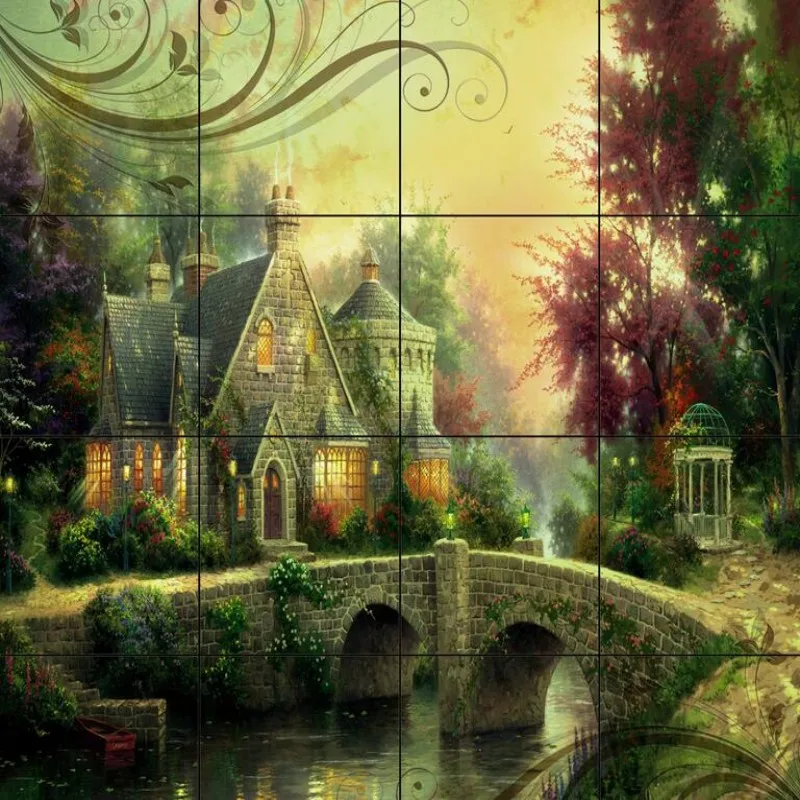 

Beibehang Customize any size 3D wall murals living room, modern castle green tree house bridge photo wallpaper papel de parede