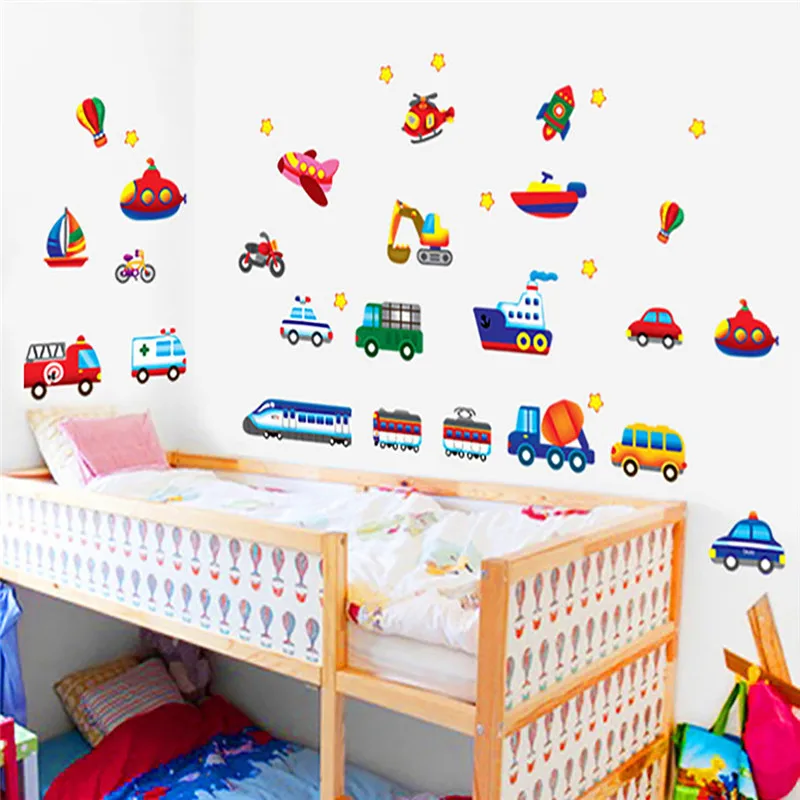 50*70cm Cartoon Transport Nursery Wall Decals Wall Stickers For