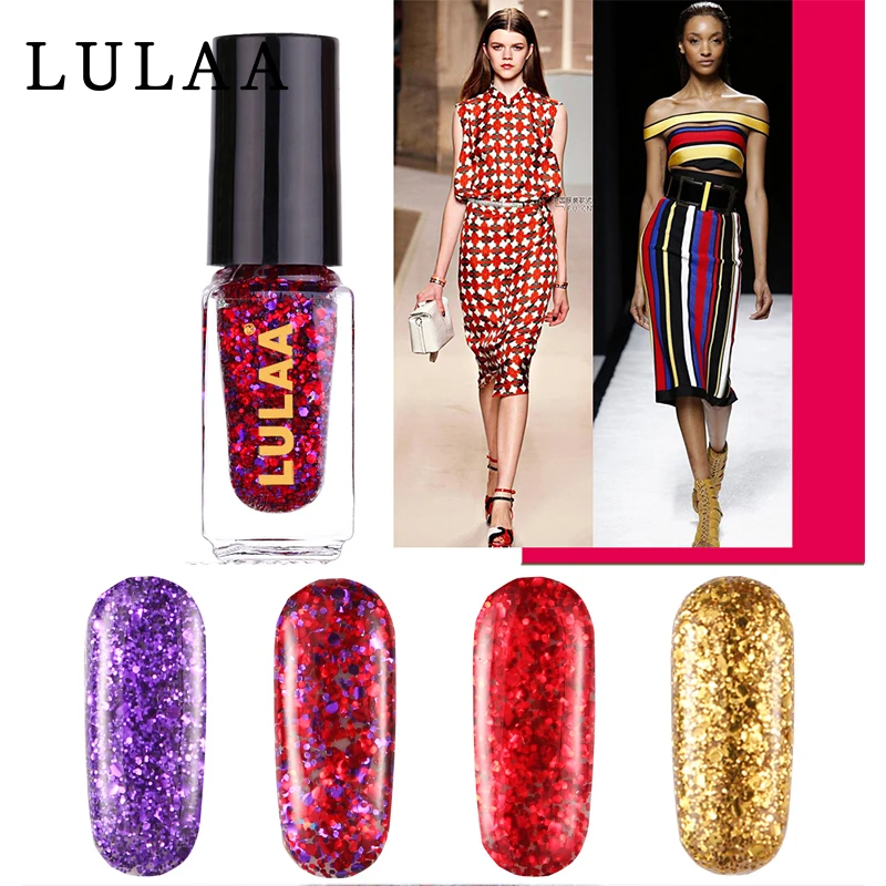 

LULAA Sequin Nail Polish 6ml Golden Champagne Diamond Natural Dry Nail Polish Manicure Book Manicure 12 Color Gift Box