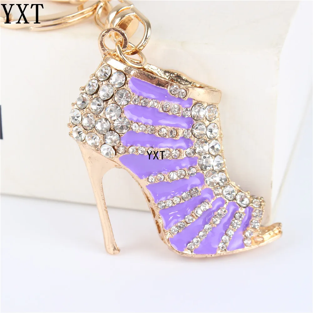 

Blue High Heels Shoe Pendant Charm Rhinestone Crystal Purse Bag Keyring Key Chain Accessories Friend Party Lover Gift
