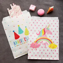 5x7” Wedding Birthday Gift Bags 50pcs Unicorn Circus Popcorn Candy Buffet Cookie Desserts Paper Treat Bags Party Favor Bags