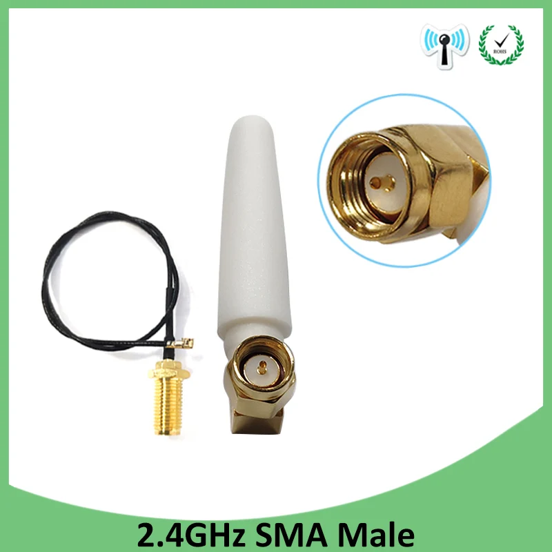 

10pcs 2.4 GHz Antenna wifi 5dBi SMA Male Connector 2.4ghz antena for Router Wi fi +21cm RP-SMA to ufl./ IPX 1.13 Pigtail Cable