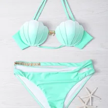 MUQGEW сплошной цвет высокая талия для женщин пуш-ап бюстгальтер с мягкими чашечками Печатный комплект бикини купальник купальники#0122