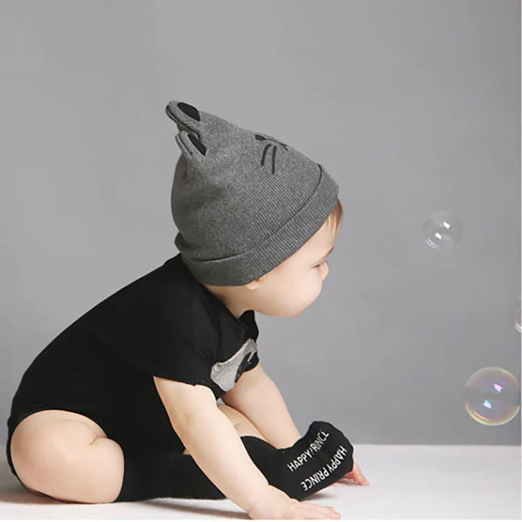 Зимняя удобная детская мягкая шапка с милыми ушками в виде котенка, медведя из мультфильма для мальчиков, Детская Регулируемая шерстяная вязаная эластичная теплая шапка для девочек