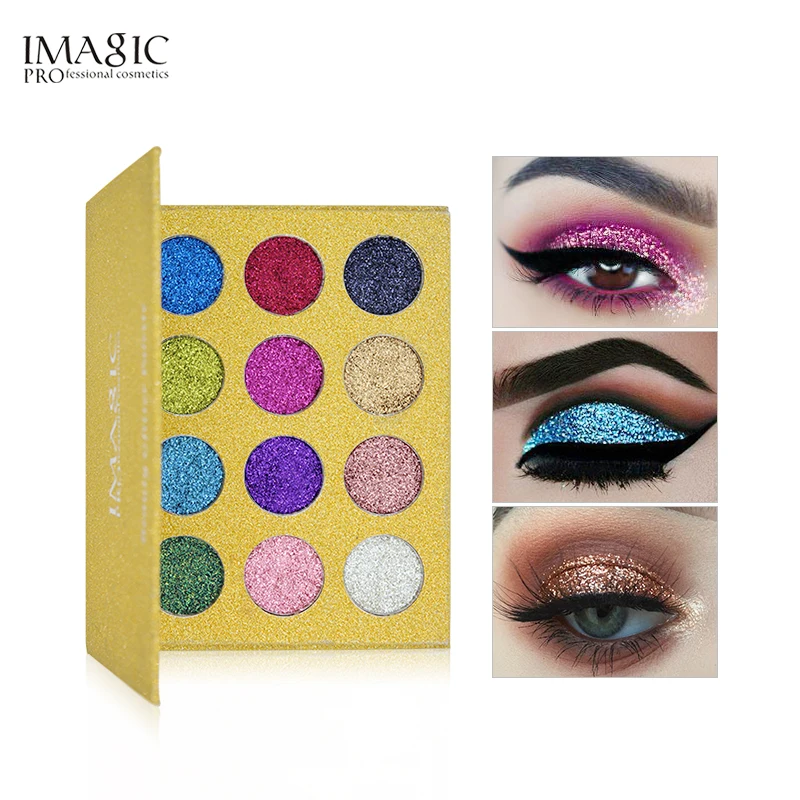 IMAGIC Eyeshadow 12 Colors Palette Glitter Pressed Glitters Eye shadow