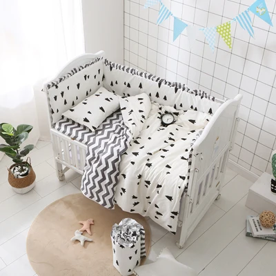 Onda dos Desenhos Conjuntos de Cama do Bebê Berço do Bebê Decoração do Quarto do Bebê Pinho Animados Berçário Cama Kit Conjunto Inteiro 6-9 Pçs 5 Conjuntos de cama