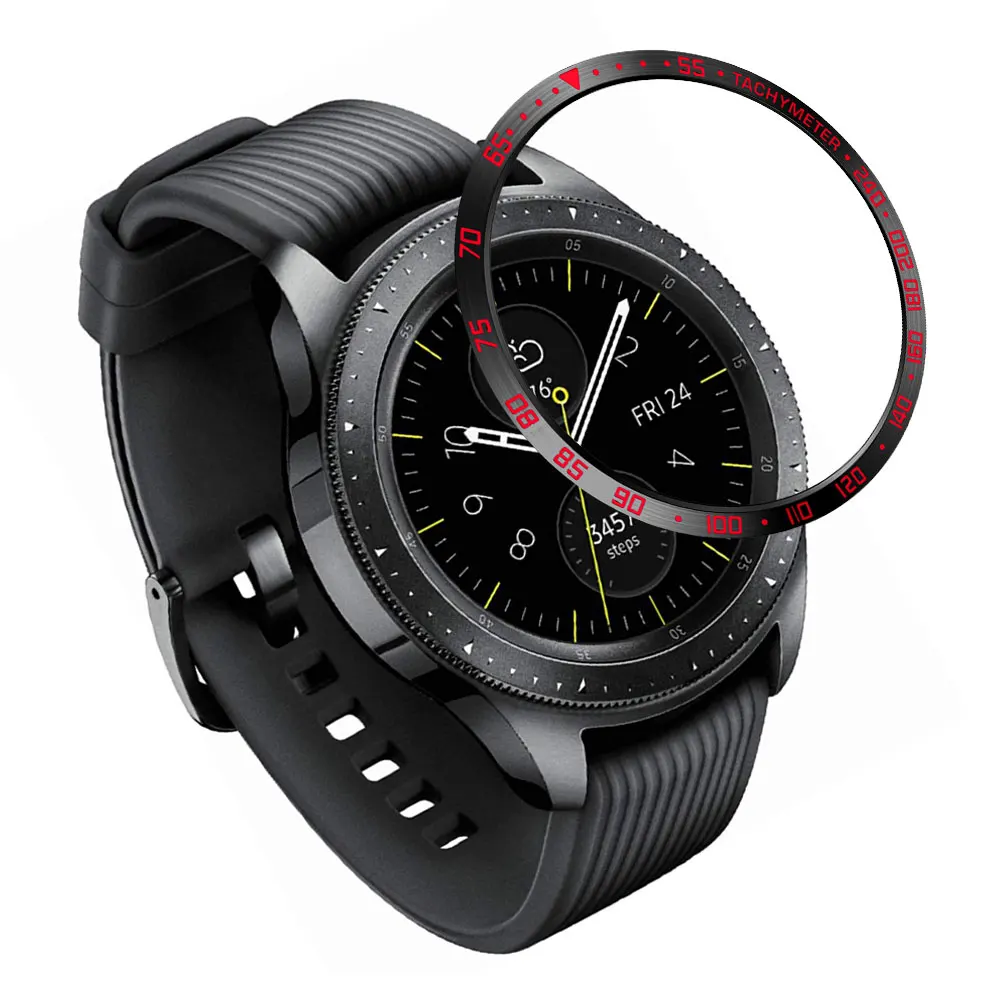 Металлический ободок для samsung Galaxy Watch 46 мм 42 мм/Galaxy gear S3 Frontier ободок кольцо клейкая крышка против царапин металл - Цвет: Black red-E