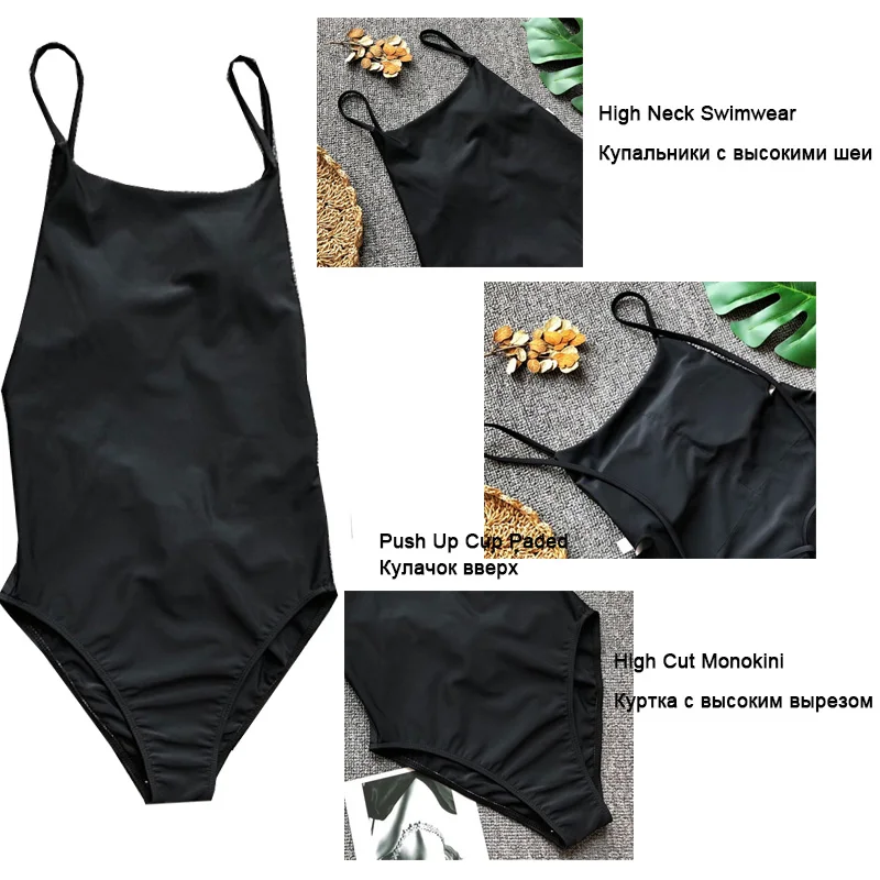 Сексуальная цельная одежда для плавания женские новые купальные костюмы с высоким воротом черные монокини с высокими вырезами купальный костюм закрытый купальник с открытой спиной