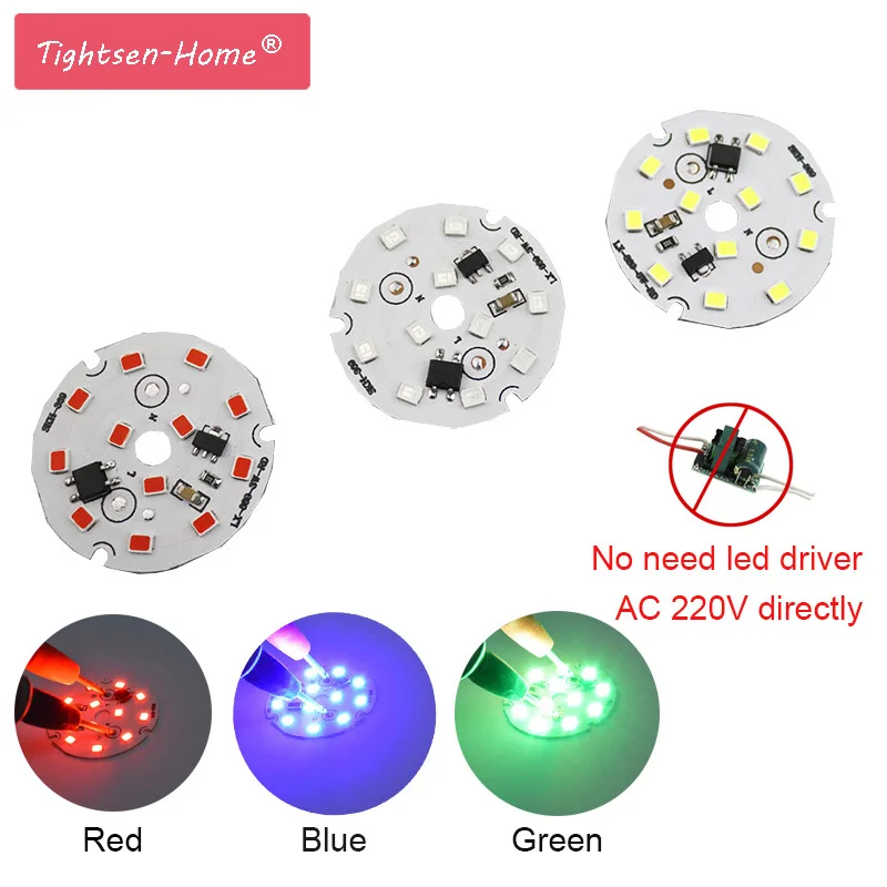 

10pcs AC 220V led pcb Source SMD2835 3W 5W integrated ic driver, Led beads smart IC SMD, red green blue Led Light For LED Bulb