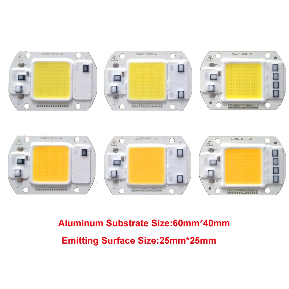 

10PCS/LOT LED COB Chip Lamp 20W 30W 50W AC110V 220V IP65 Smart IC Fit For DIY LED Floodlight Street lamp Cold White Warm White