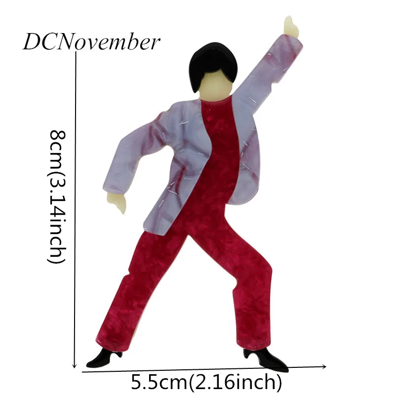 4 цвета Парижа фигураль Джон Траволта танец диско полимерная Брошь булавка акриловый ацетат целлюлоидная брошь Элвиса Пресли