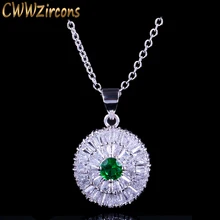 CWWZircons Новая Мода известный бренд ювелирные изделия Пасьянс Круглые Капли CZ Зеленый Кристалл Подвеска для ожерелья в виде камней для женщин CP073