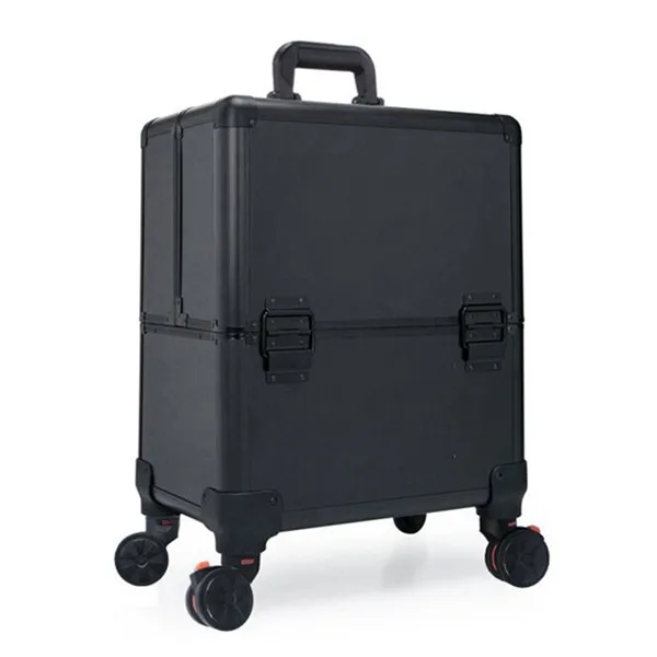 Алюминиевая рама+ ABS Косметический Чехол, коробка для инструментов для макияжа с колесами, косметический чемодан на колесиках, большая ВМЕСТИТЕЛЬНОСТЬ - Цвет: B
