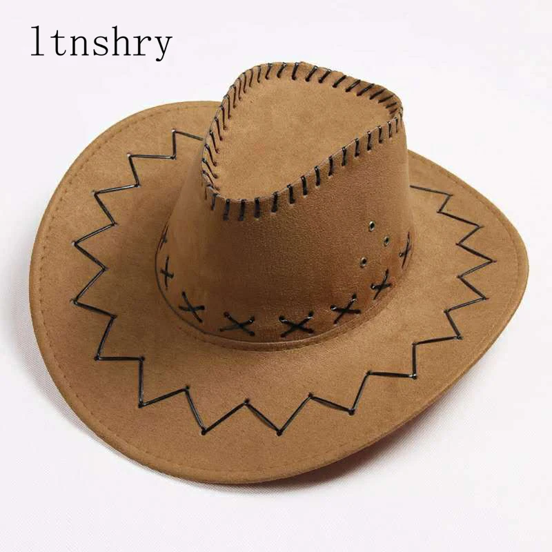 2019 Men Women Fashion Cowboy Hat Top hat Vintage Wide Brim Headwear Cap Western Cowboy Hat Fashion Jazz Cap sun hat Summer mens trilby hats