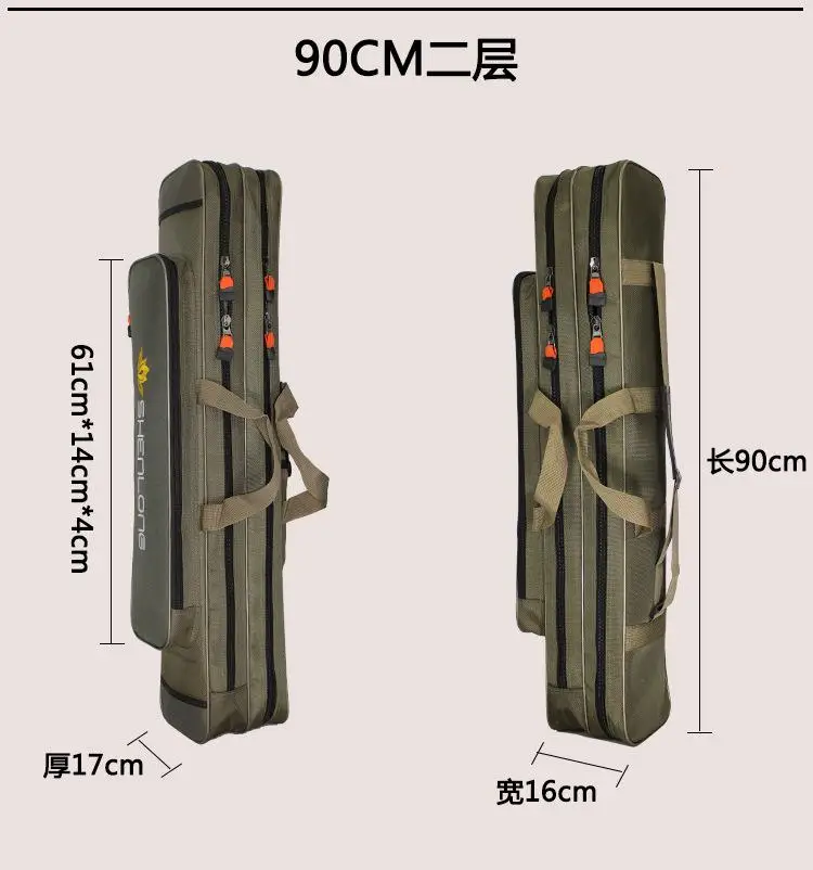 Большой Ёмкость Портативный 2-3 Слои сумки для рыбалки 80/90/100/120 см складной мешок рыболовной удочки Чехол Рыболовные Снасти Для Рыбалки Сумка для хранения - Цвет: 90cm two layer