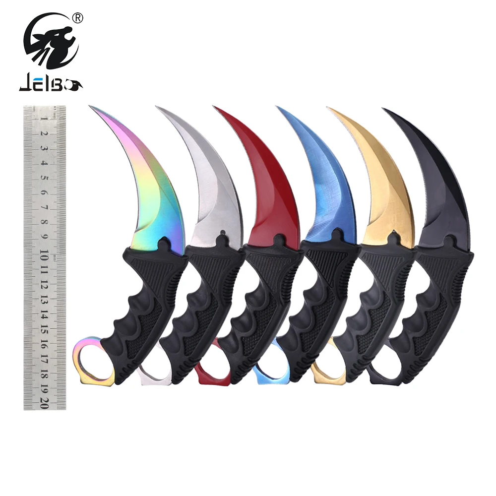 JelBo Karambit سكين مع غمد في الهواء الطلق الصيد أدوات إنقاذ s سكين + جيب للطي مفتاح سكين في الهواء الطلق أدوات إنقاذ اليد أداة