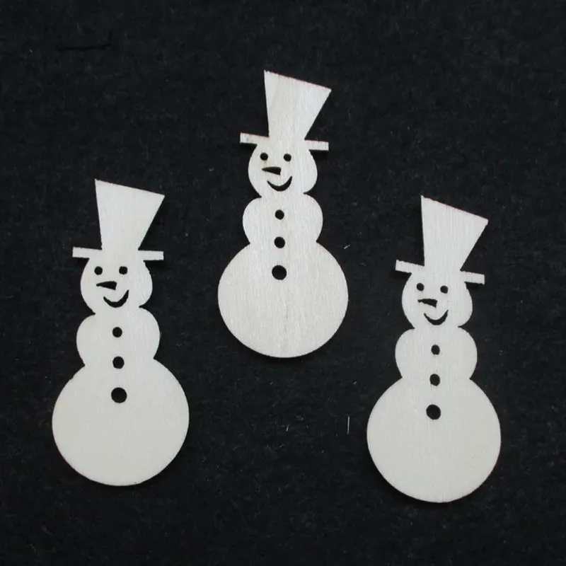 

Free shipping 5.4*1.6cm 100pcs/bag wholesale high quality snowman die cutting Angle wooden Christmas decorations 017012008