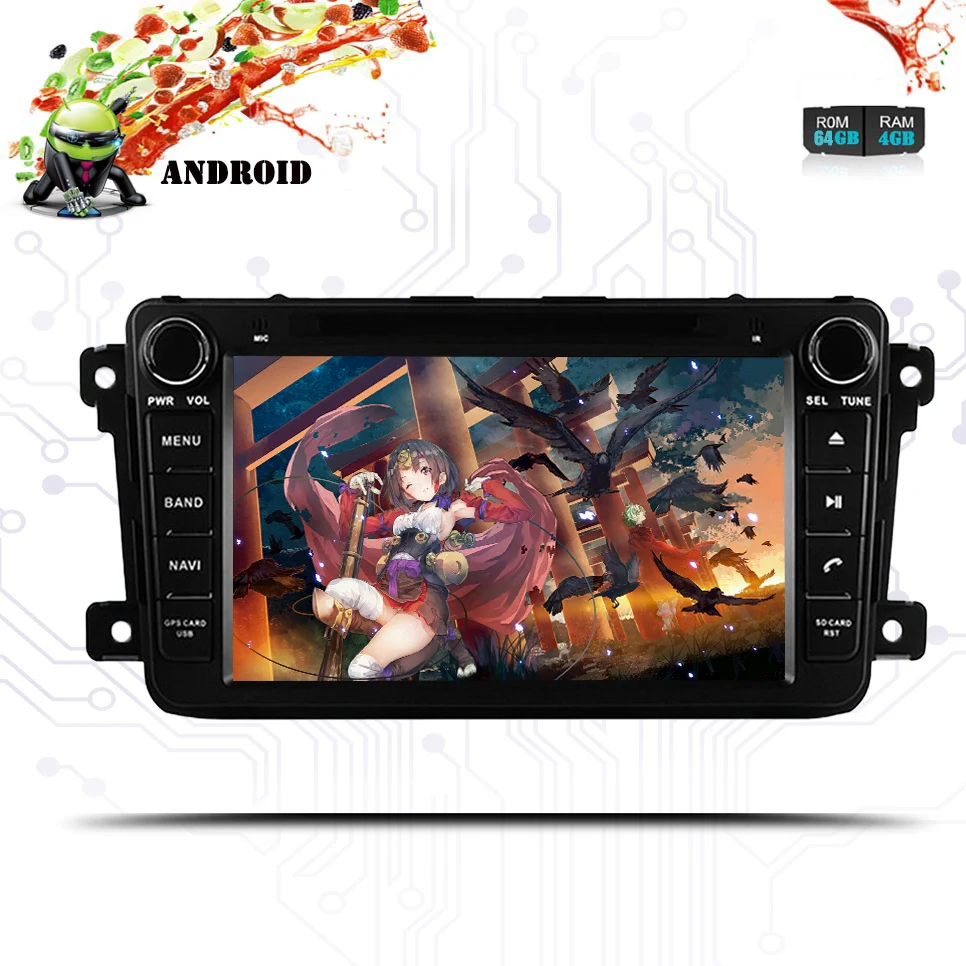 Excellent 8 Core 2Din 4+64G Android 9.0 For Mazda CX9 Car DVD Player 8"GPS Navigation 4G+64G Phone Link Bluetooth RDS Car Radio Fast Boot 3