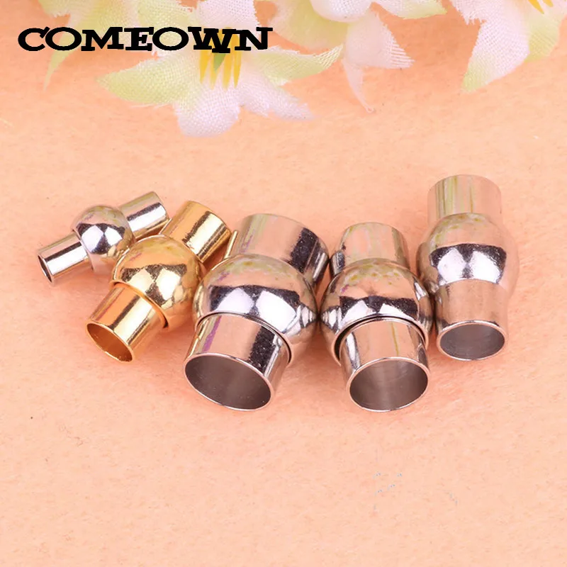 

COMEOWN 10pcs/lot Strong Magnetic Clasps fits 3/4/5/6/7/8mm Round Leather Cords End Clasps Connectors for DIY Jewelry Making
