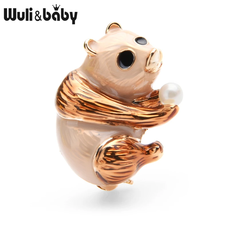 Wuli& baby, коричневые эмалевые шармы в виде медведей, броши для женщин, сплав, панда, животное, брошь, булавки, подарки