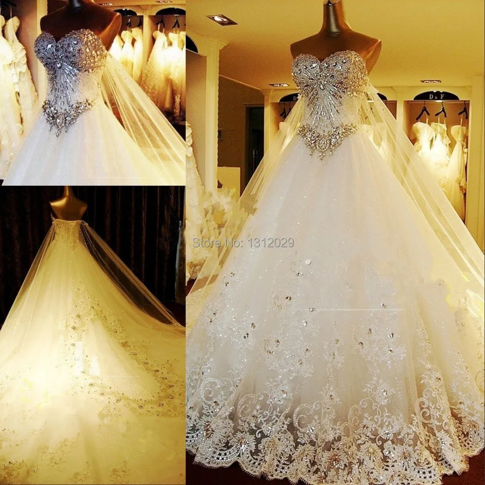 Expensive Ball Gown Wedding Dresses Weddings Gorgeous Amazing Bling Lace Liques Sweetheart Back New Design Wedding Dress