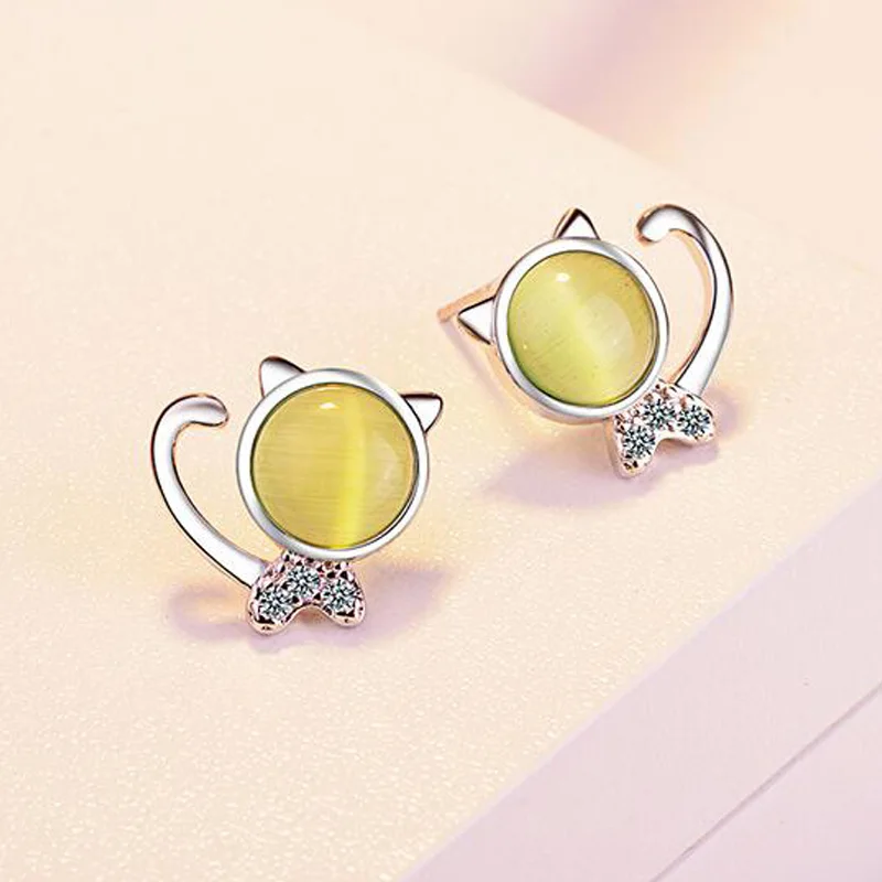 cat eye stone cats stud earrings (1)