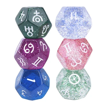 

3Pcs Astrology Dice Acrylic D12 Shinning Star Dices For Constellation Divination Toys Magic Funny Tools 12-Sided