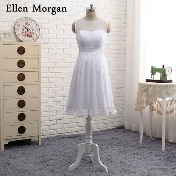 

Short Chiffon Bridal Gowns for Pregnant Women 2019 Simple Empire Lace Chiffon Knee Length Summer Beach Maternity Wedding Dresses