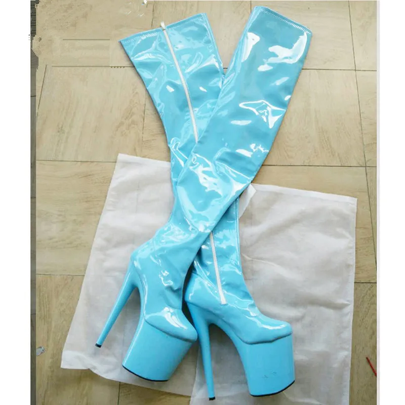 

women Over the Knee Boots thigh Pointed Toe supper high heels colorful boots patent genuine leather platform boots heels punk