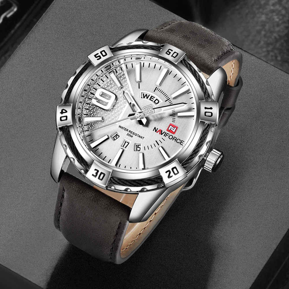 Billig NAVIFORCE Top Luxusmarke Männer Quarzuhr Army Military Sport Business Uhren Woche Analoganzeige Männlich Uhr Wasserdichte Stunde
