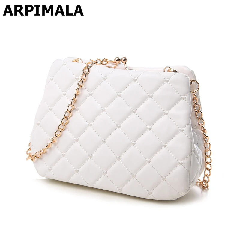 ARPIMALA Quilted Day Clutches Women Chain Leather Handbags White Wedding Evening Bags Small ...