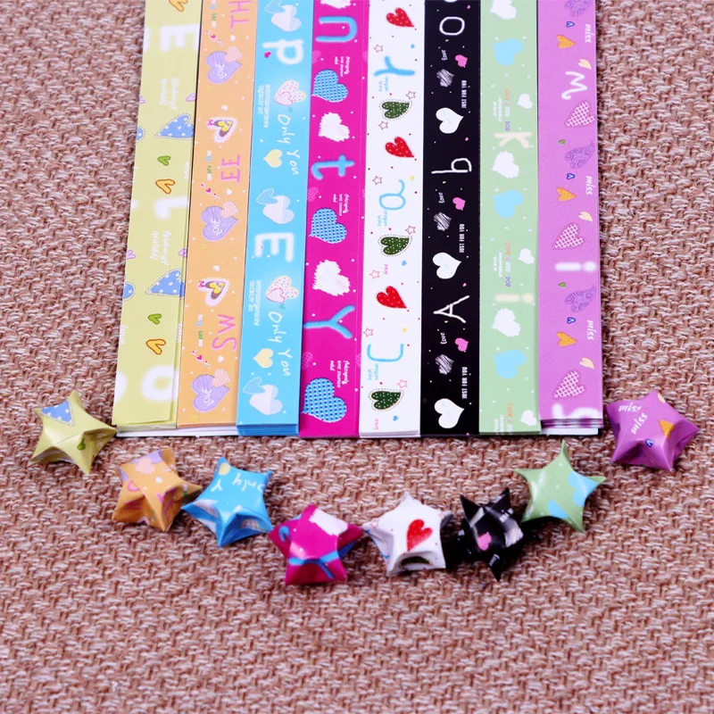 

new arrival lucky star origami beautiful printed origami paper handmade gift material 152pcs lucky star origami