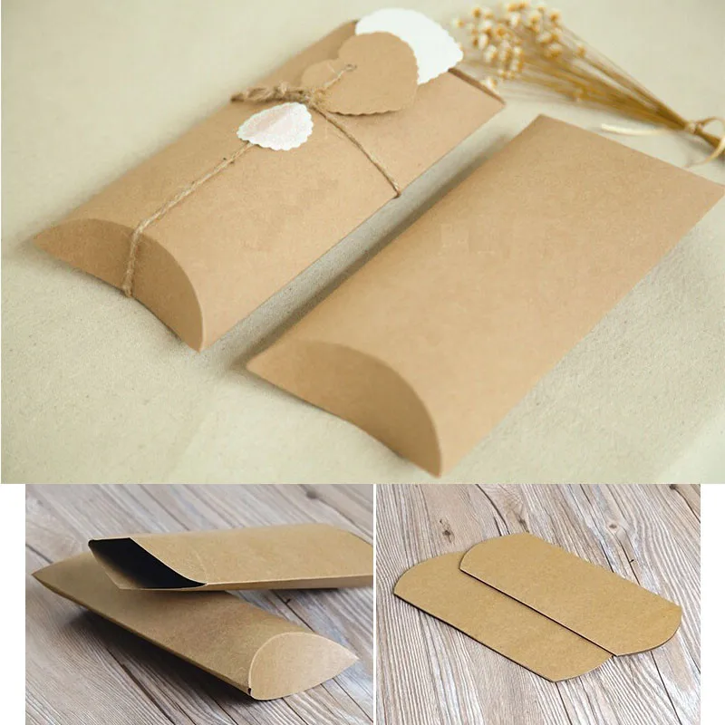 Boîte cadeau en papier Kraft 100 pièces | Jolie boîte oreiller carton, boîte  à bonbons cadeau pour mariage, grande boîte d'emballage oreiller |  AliExpress