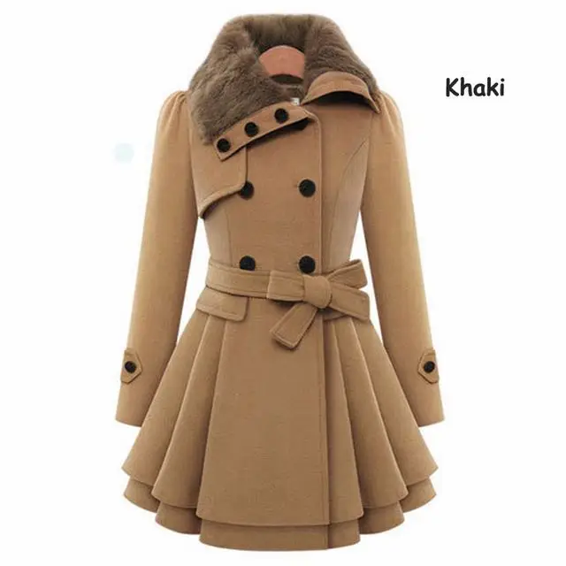 Модное зимнее пальто Европейский двубортный Тренч с поясом пальто повседневное женское платье с длинным рукавом пальто женская одежда 4XL - Цвет: Khaki