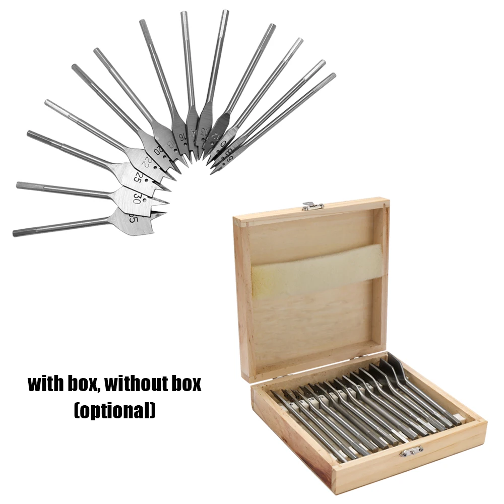 

KKMOON 13 pcs/set Flat Spade Drill Bit Set Metal Bit Kit Hex Shank Woodworking Drill Bits Power Tool Accessories