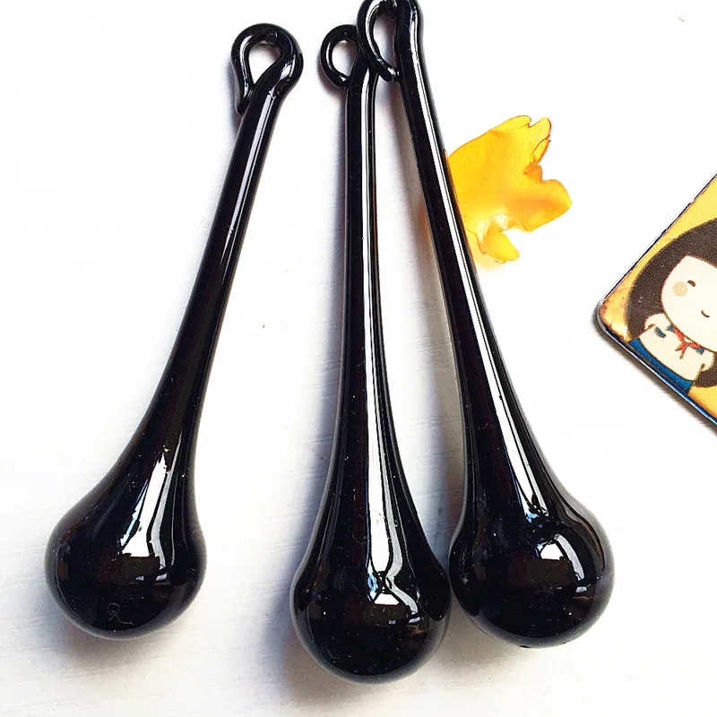 

6pcs/lot 20x80mm Black color crystal chandelier pendants/ crystal curtain pendants ,crystal lighting Lamp parts(Free Rings)