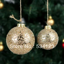 10* диаметр 6 см рождественские украшения стеклянные шары с золотыми частицами для украшения рождественской елки/Золотые Рождественские шары кулон
