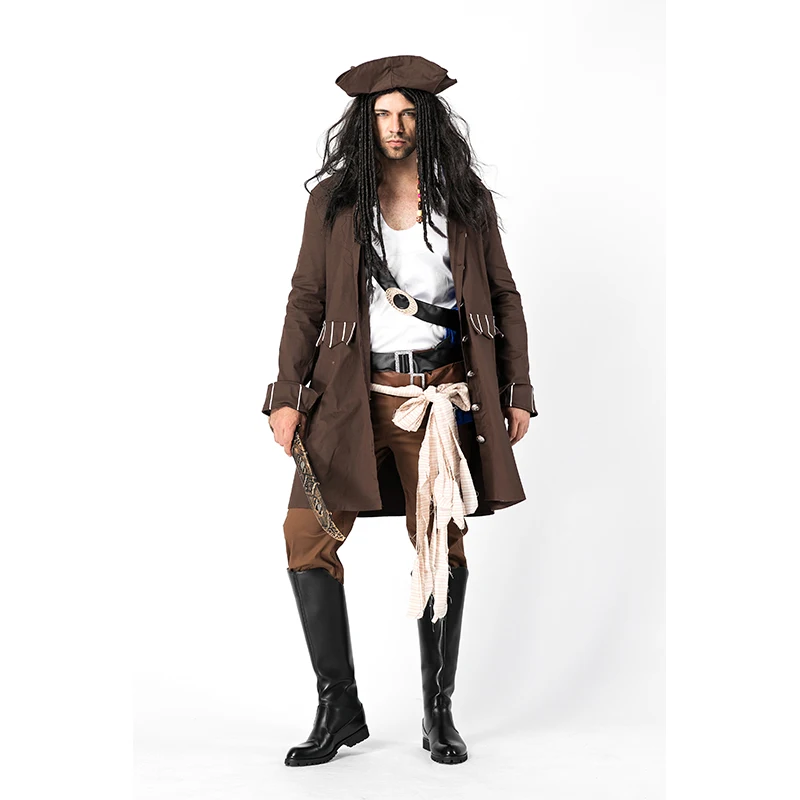 

Adult Men's Luxury Pirate Costume Jack Sparrow Imitation Halloween Party Cosplay Pirate Clothes Fancy Deluxe Pirate Costumes