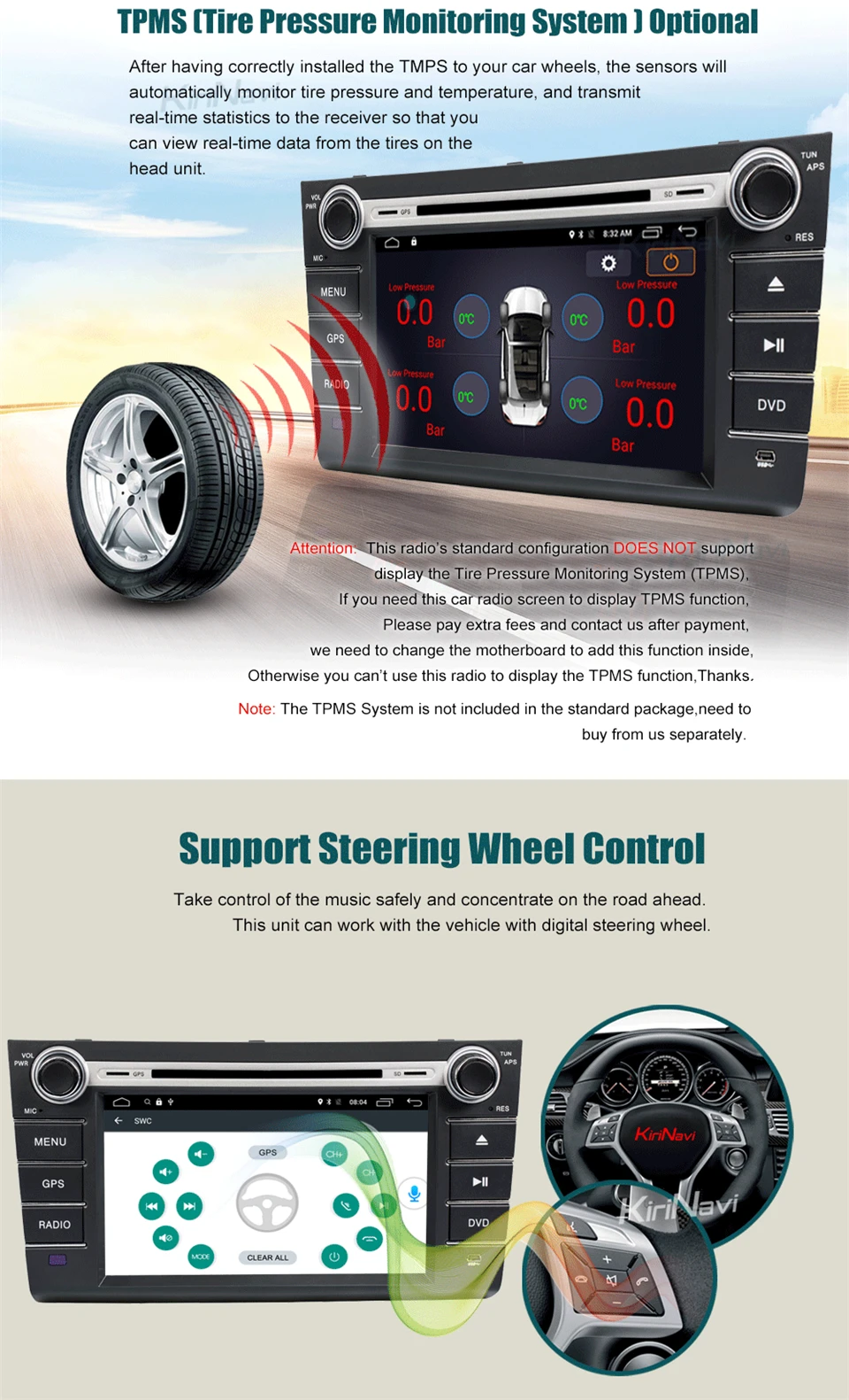 Best KiriNavi Octa core 4G LET android 7 car audio for Suzuki Swift dvd player with gps support 4K Video 4G 7